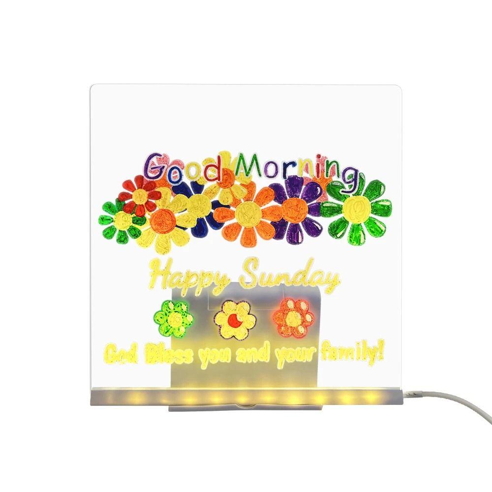 Colorful 7 Pens LED Note Board with Night Light USB Power Children's Drawing Board  DIY Project