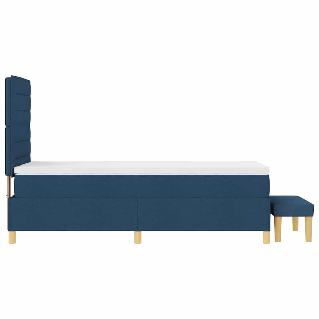 Box Spring Bed with Headboard Blue 200 x 90 cm Fabric
