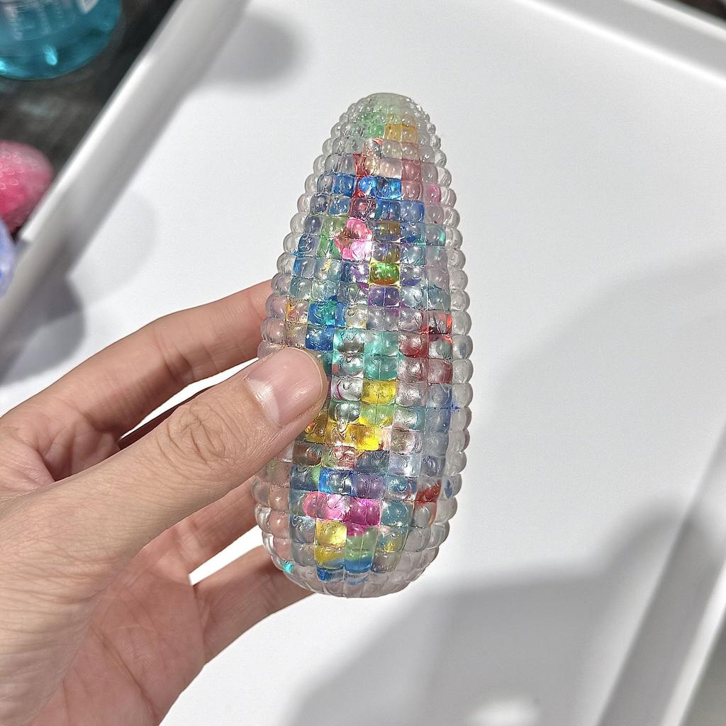 Squishy Glaze Effect Crystal Corn Squishy Toy Soft Squeeze Stress Ball Portable Fidget Relax Vent Toy For Kids Adults