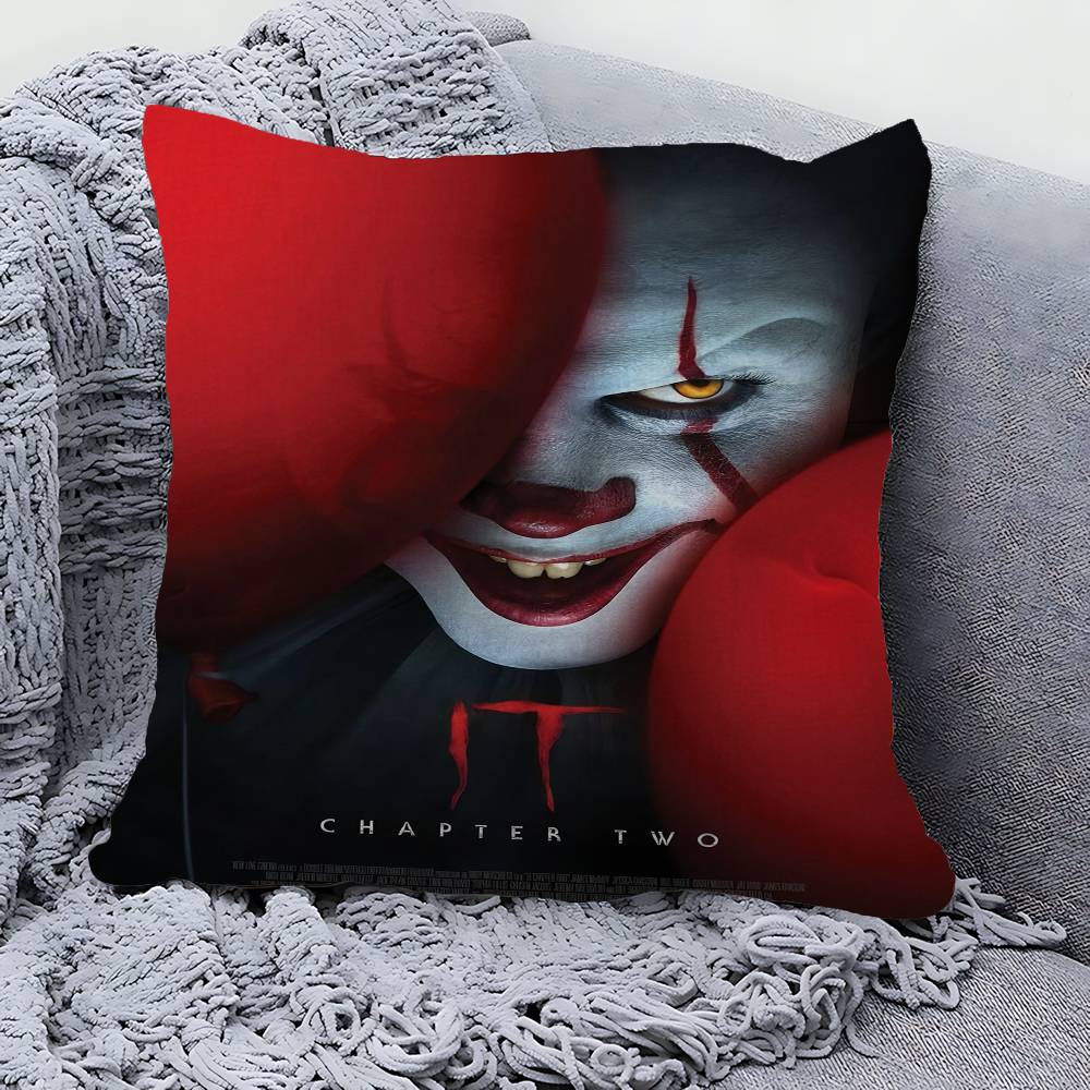 Horror P-Pennywise Clown Pillow Cover For Bedroom Room And Living Room Sofa Decorative Cushion Cover