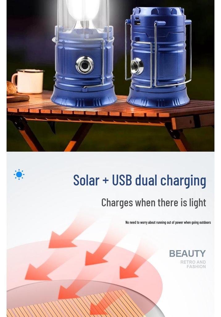 5800 Solar-Powered Portable Multifunction Camping Lantern - Outdoor Emergency Tent Light