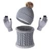 3pcs/set Keep Warm Winter Knitted Hat Thicken Warm Pullover Hat Soft Winter Hat Set  Women