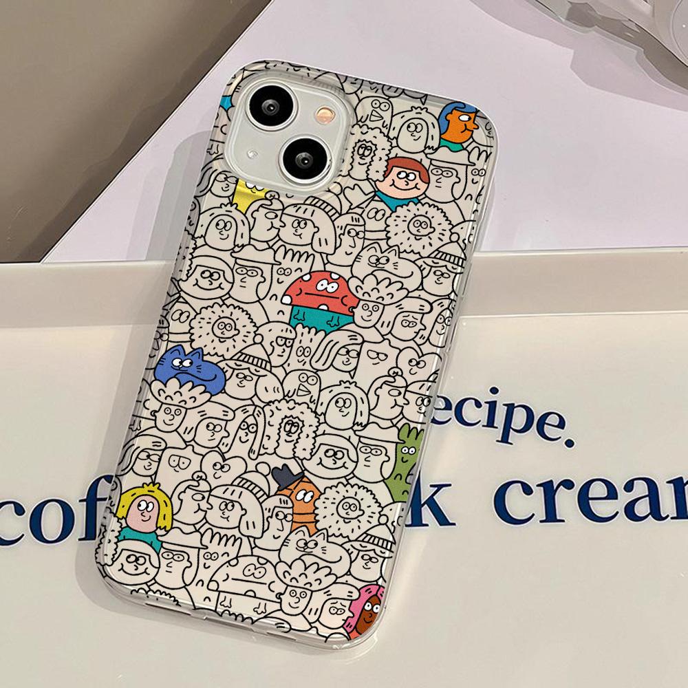 Puzdrá na mobilný telefón pre iPhone 11 13 15 Pro Max 12 14 Pro Max Puzdro iPhone 16 15 Plus 13 Pro 12 Matná textúra Maľované kreslené kvety