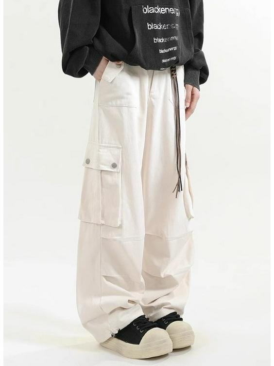 American Retro Maillard Brown Unisex Paratrooper Overalls - Autumn Loose Straight Wide-Leg Casual Pants