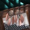 Bohemian Vintage Flower Hollow Geometric Feather Long Earrrings For Women Boho Handmade Bead Leaf Tassel Wedding Jewelry Earings