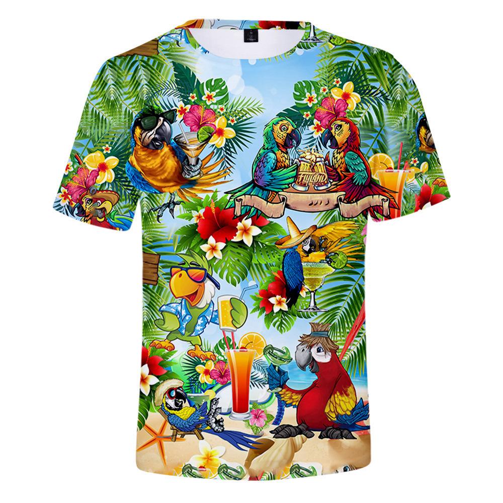 Summer Hawaiian Elements 3D Digital Printed Short Sleeved Trendy Quick Drying Adult T-shirt
