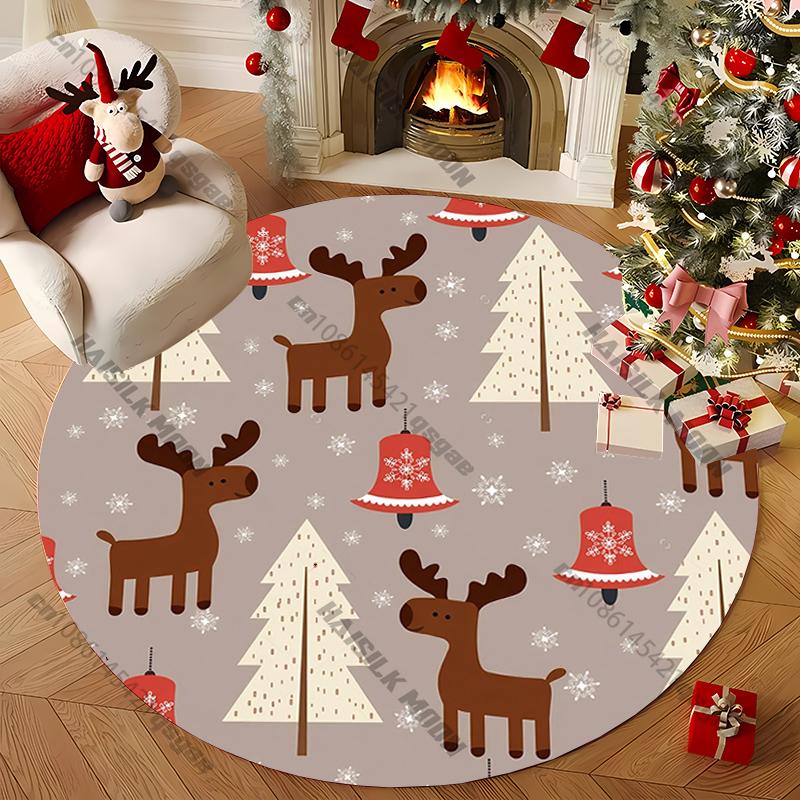 

Christmas Snowflake Round Rug – Non-Slip Play Mat for Kids’ Room & Bedroom Holiday Decor Gift Diameter 60cm