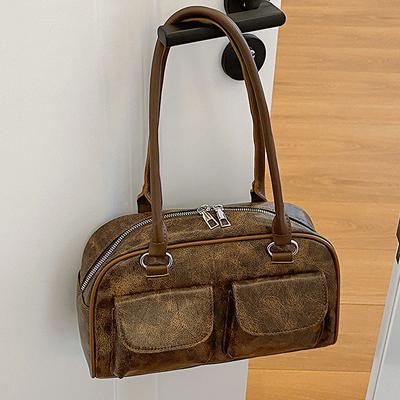 Retro Small Double Pockets Shoulder Bags for Women 2024 New Fashion Trend Designer Underarm Bag Female Handbags and Purses
