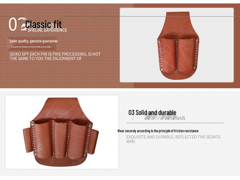 Japanese Genuine Cowhide Pliers Sheath: Five, Three, Two, and Single-Pocket Sets for Electricians