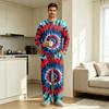 Men's Long Sleeve Pajama Set with Button Crotch and Elastic Drawstring Waist for Home Comfort