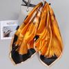 90*90Cm Women Elegant Floral Printed Square Imitation Silk Scarf Hijab Women Luxury Sunscreen And Dustproof Kerchief Head Scarf