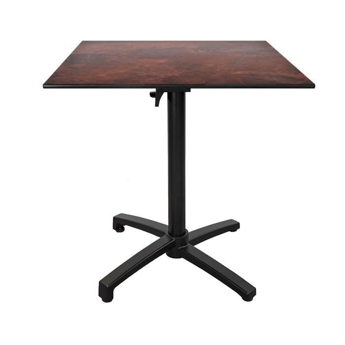 Table de jardin - Compact HPL - Marron - Pliable - 70x70 cm - Aluminium - Extérieur