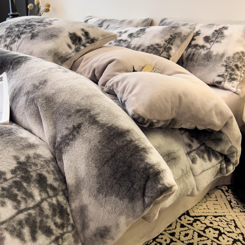 Thickened Rabbit Plush Quilt Cover Single Piece Thickened Milk Plush Quilt Cover Three-Piece Set Single Flannel Quilt Cover 3