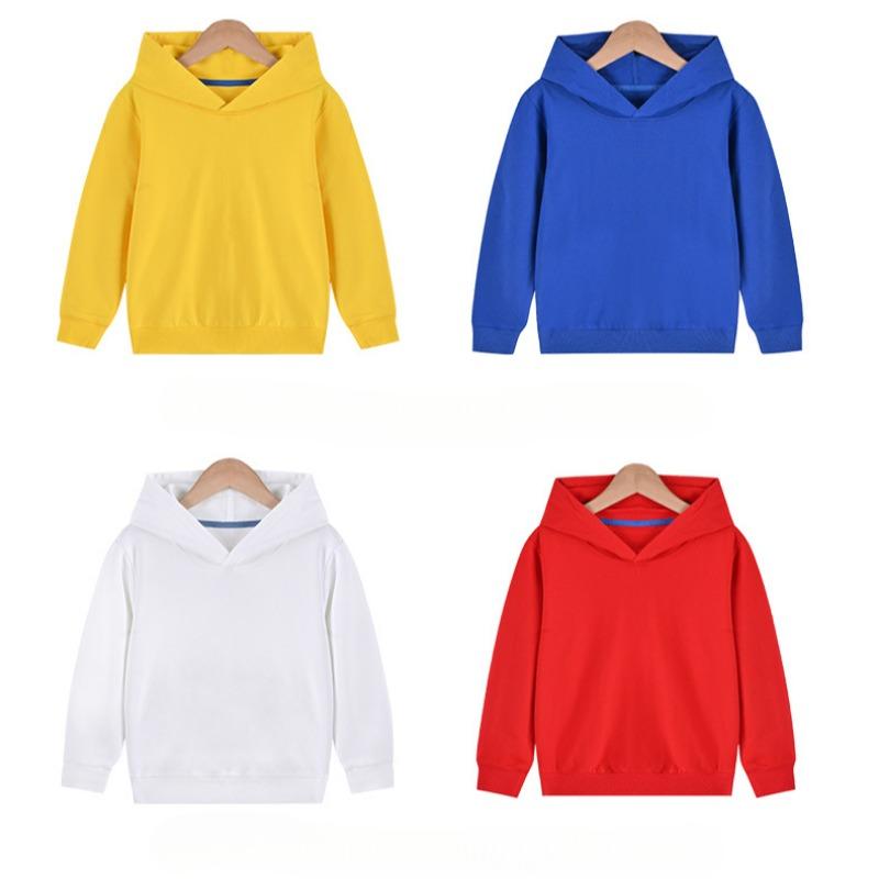 New Spring and Autumn Children's Hooded Pure Cotton Solid Color Sweat