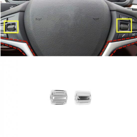 2x Silver Car Steering Wheel Switch Trim Replacement For BMW X4 F26 X6 F16 15 16