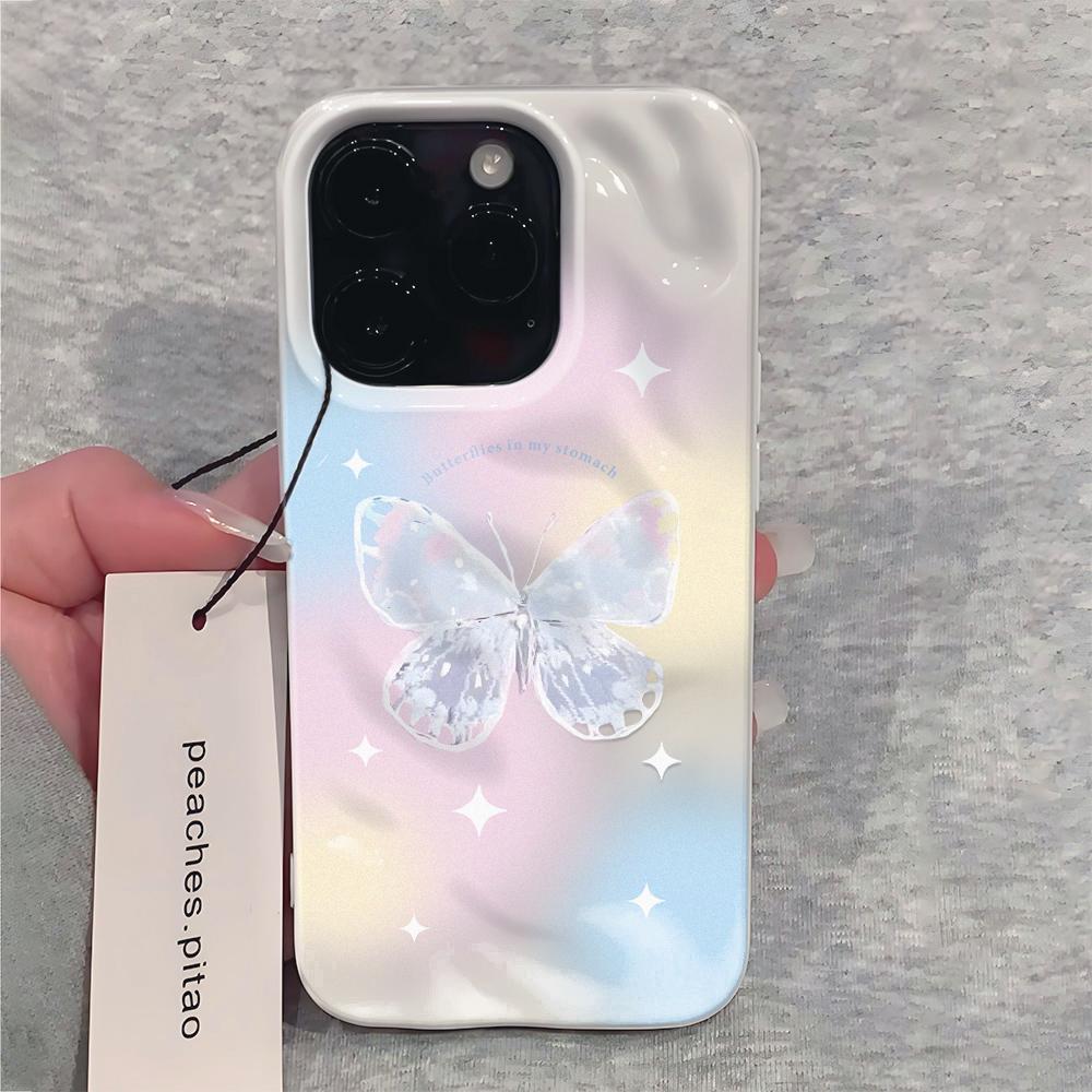 Fashion Dyeing Butterfly Phone Case For IPhone 17 16 15 14 13 12 11 Pro MAX 16 15 14 Plus Shockproof Bumpper Cover Case Funda