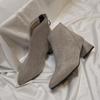Fashionable versatile Women's Casual Shoes Ankle Boots Women new Autumn Pointed Toe Zipper Chunky Low Heel Short Boots