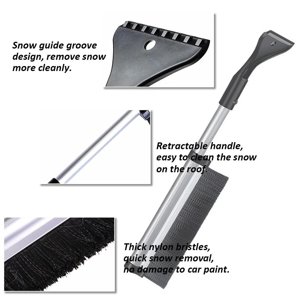 Extendable Car Windshield Ice Scraper & Snow Brush for Winter Auto Glass Cleaning
