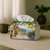 1pc Mediterranean Lemon Village Tissue Holder - Rustic Vintage Napkin Storage Container with Lemon-Themed, Suitable for Rolls/Facial Tissues & Single 