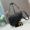 D Family Classic Leather Embroidered Saddle Bag - Women's Crossbody & Shoulder Handbag