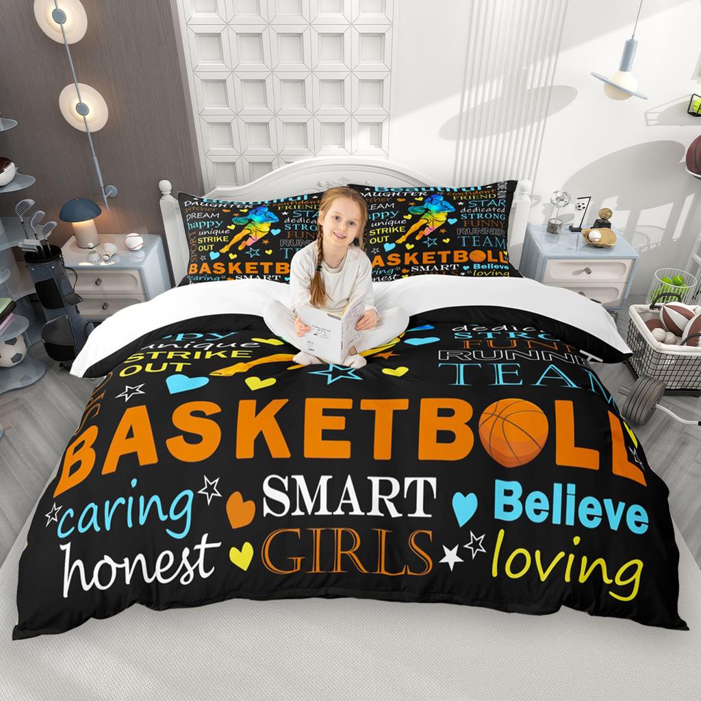 Homewish Sports Theme Duvet Cover Set For Kids Teen Boys 2Pcs/3Pcs Baseball Hockey Basketball Bedding Tennis Football Bed Set