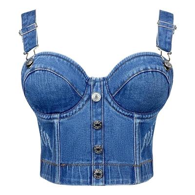 Stijlvolle strapless denim tube top camisole - nieuw slim fit ontwerp
