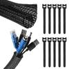 Diamond Grade Cable Management Organizer Kit,126Pcs,Cable Sleeve,Self Adhesive Bracket, Cable Clip
