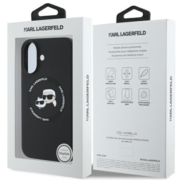 Karl Lagerfeld Klhmp16Sskchtck Iphone 16 6.1 Czarny/Black Hardcase Silicone Karl&Choupette Heads Magsafe