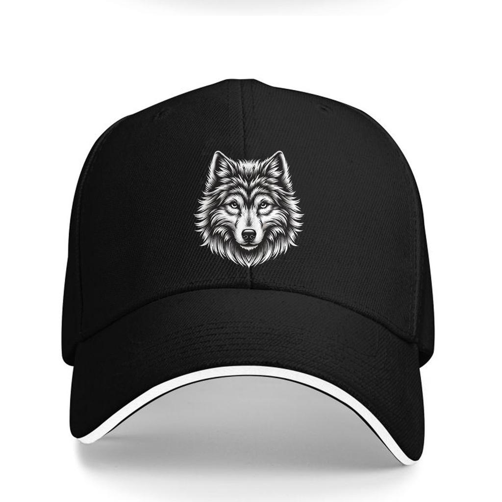 Wolf Head Graphic Baseball Cap Adjustable Polyester Outdoor Casual Unisex Hat