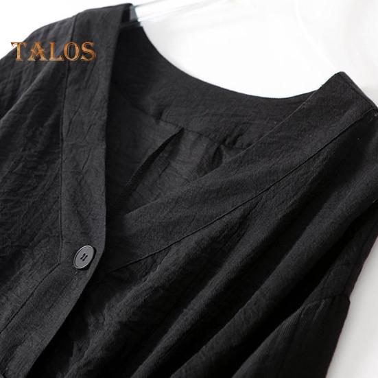 Women Loose Fit Shirt V-Neck Lantern Long Sleeve Two-Button Placket Tops Solid Color Loose Fit Casual Shirt