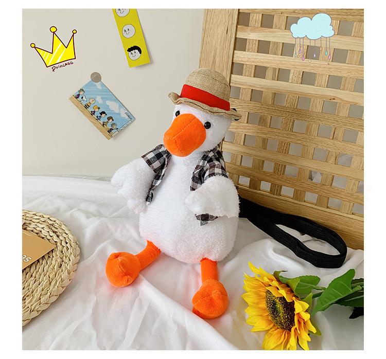 Straw Hat Duck Plush Bag 2025 New Doll Cute Girl Mobile Phone Bag Shoulder Crossbody Small Backpack