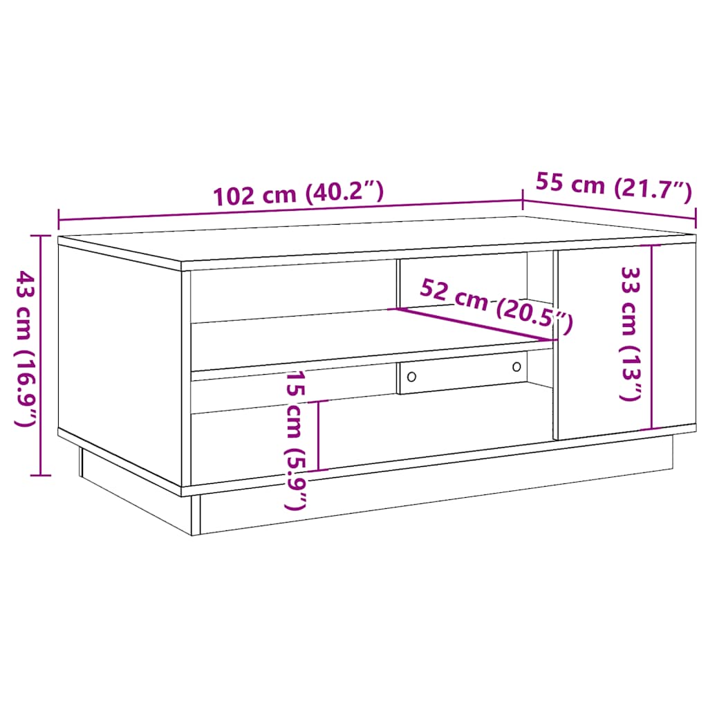  Coffee Table, Artisan Oak, 102x55x43 Cm