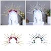Elegant Rose Flower Hair Hoop Adjustable Size Sunbursts Headband with Rhinestones Comfortable Hairband Party Ornament