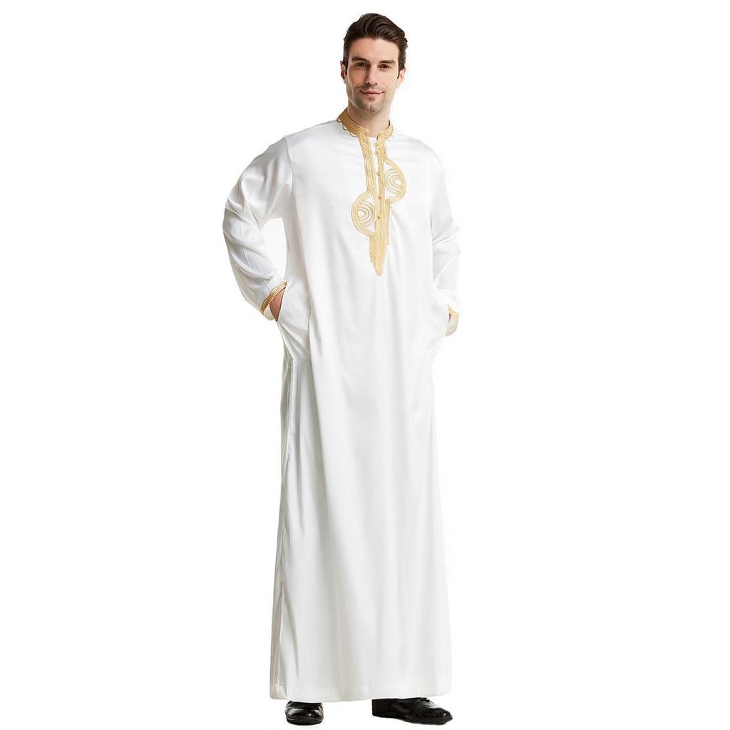 Embroidered Stand-Up Collar Robe, Model TH819