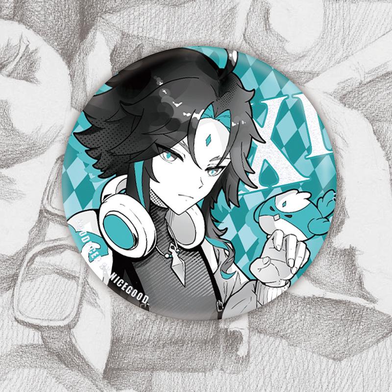 

Скарамуш Сяо Невиллет Чжунли Значок-пуговица Брошь - Подарок для фаната игры 58mm Double Flash Custom