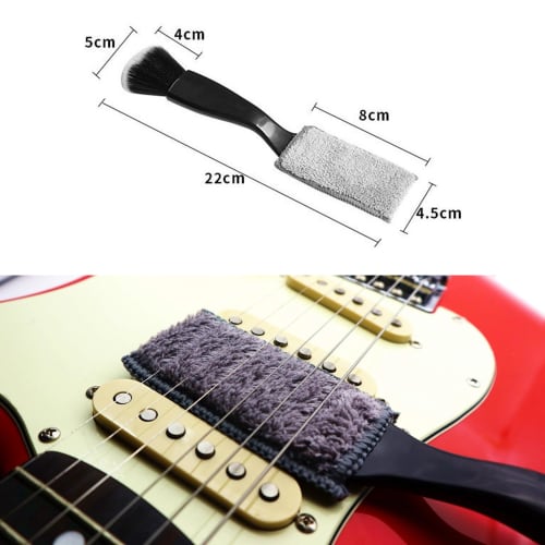 Guitar Fret Brush, Guitar Cleaning Brush, Dust Removal Brush, Double Guitar Head Cleaner + Sliding Stick Dust Brush (2-Pack) (Black)