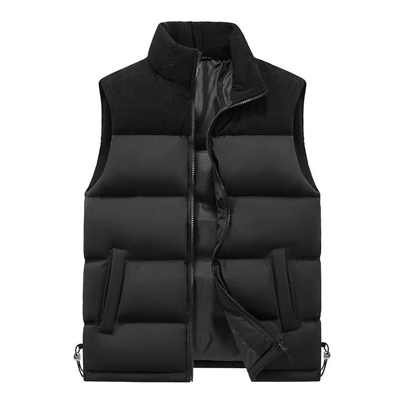 Men's Clothing High-neck Autumn Winter Cardigan Zipper Sleeveless Pockets Fashion Coats High Street Vests Contrast Color Tops