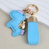 Fashion Keychain Luxury Metal Short Leather Flower Car Key Chain Pendant Split Keychain Woman Keyring Accessories