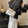 Fashi Bow Pleated Design Shoulder Bags for Women Versatile Ladies Square Crossbody Bag Solid Color Sweet Girls Pu Handbags