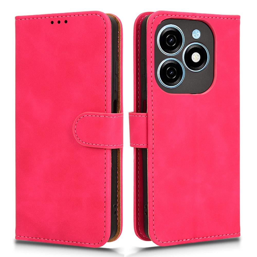 

For TECNO Spark 20 Case PU Leather Flip Cover Drop Protection Skin-Touch Wallet Phone Case Red