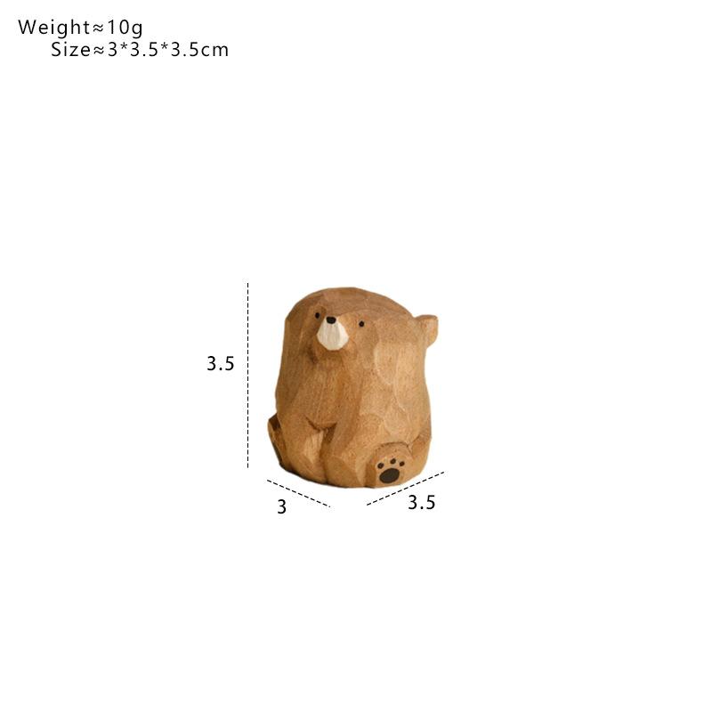Handgeschnitzte Bärenfigur aus massivem Holz Mini Dekoration für Zuhause Kaffeetisch Geschenk für Tierkunstsammler