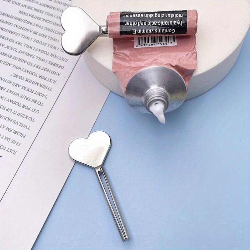 2pcs Heart-Shaped Toothpaste Squeezer - Stainless Steel Tube Roller for Bathroom