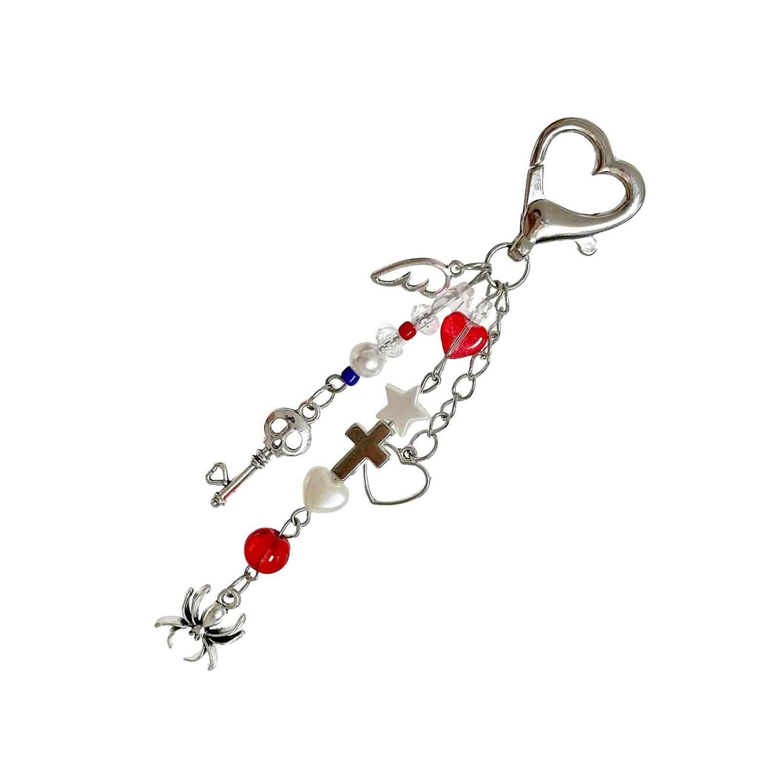 

Gothics Skull Bead Keychain with Spiders Designs Sturdy Resin Crafted Fashion Accessory for Trendsetters Daily Use 2