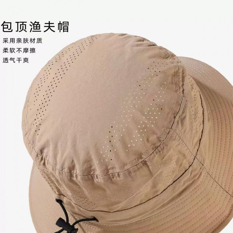 Summer mesh breathable sunscreen hat men and women outdoor hiking fishing mountaineering hat big brim quick drying waterproof bucket hat