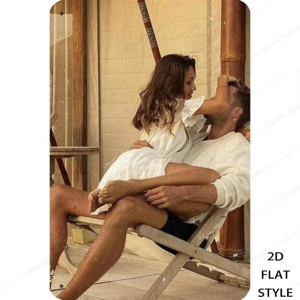 Retro Metal Tin Sign 8x12 Inches Vintage Couple Wall Art Home Decor Man Cave Wedding Gift