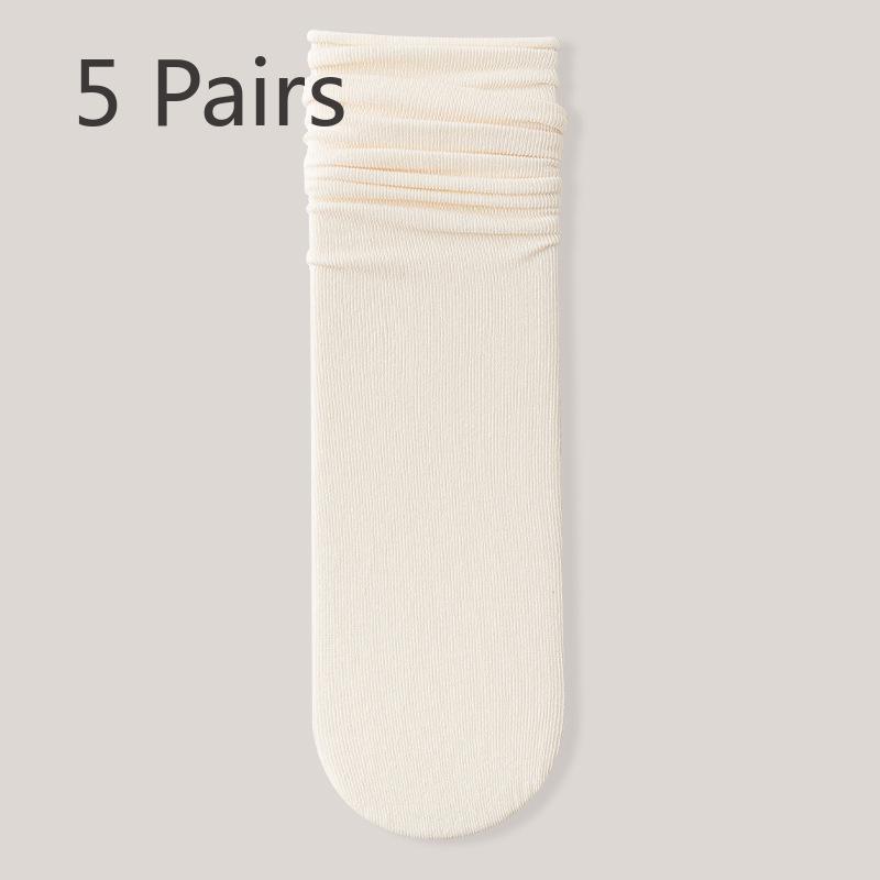 5 Pairs Socks Women's Summer Thin Pile Socks Middle Spring and Autumn Absorbent Boneless Month Socks