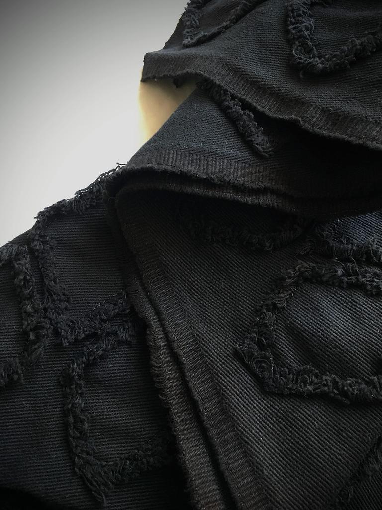 Fringe Diamond Denim Handmade Denim Thin Cotton Denim 1m Fabric, Remnants, Fabric, (Perfect Black)