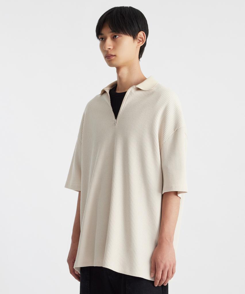Keontempoleolieokauncheu Waffle Texture Oversized Polo Shirt Cream [Men'S]