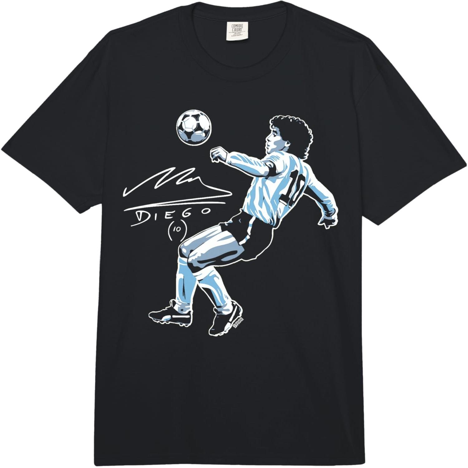 

Diego Maradona Eighties Signature Soccer Legend Comfort Colors Adult Heavyweight T-Shirt S разноцветный
