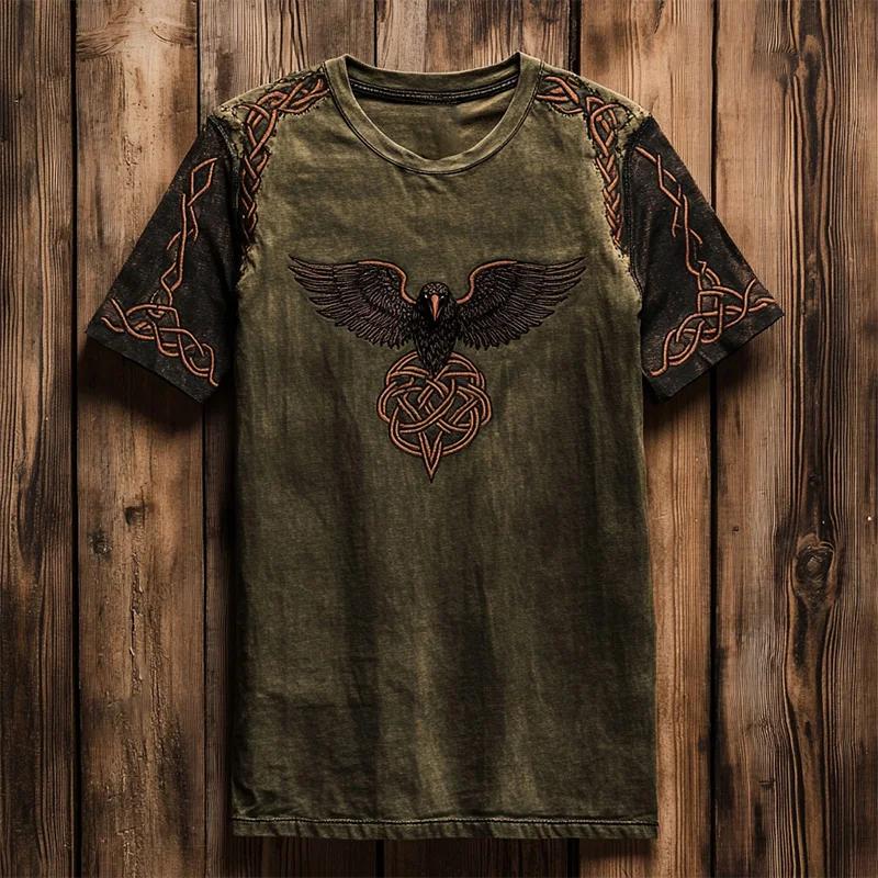Vintage Men's T-Shirt Artistic Totem Pattern Print Short Sleeve Summer Outdoor Casual Plus Size Tees Top Women Clothing